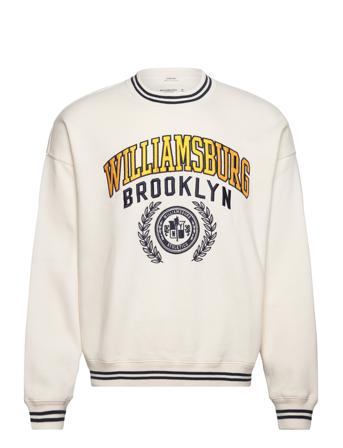 Anf Mens Sweatshirts Sweat-shirt Genser Creme Abercrombie & Fitch*Betinget Tilbud