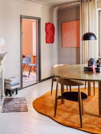 Wool Rug Barba Orange Large Oeko-Tex