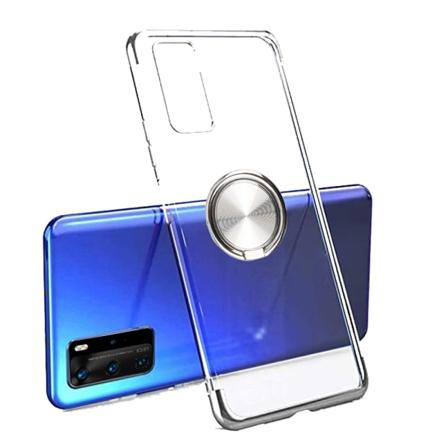Glatt deksel med ringholder - Huawei P40 Pro Silver