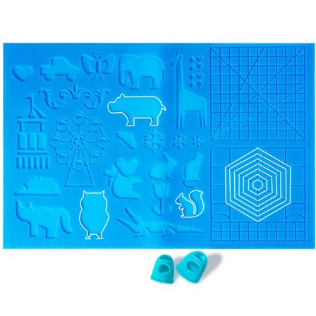 3D pen skabelon, 3D print pen skabelon, 3D pen pad, dyremønster stor pad, hjælpsom til begyndere, børn og 3D pen kunstnere (blå)