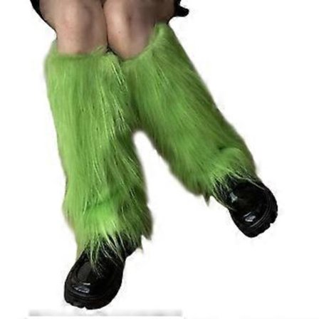 Muodikkaat Harajuku-pehmoleggingsit naisille, talviset paksut värikkäät pörröiset saappaansuojat teematapahtumiin, vihreä