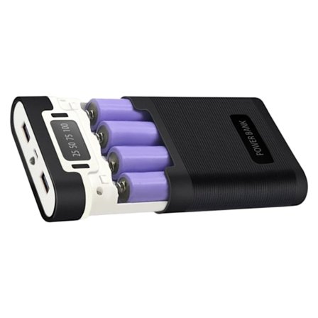 4-spors 18650 mobilbatteri, avtakbart batterirom, ingen sveising nødvendig, diverse enhetsladeløsning