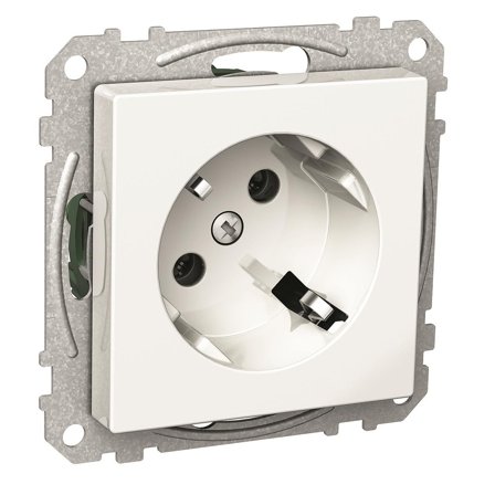 Schneider Electric Exxact WDE002330 Stikkontakt 1-veis, jordet, 45 gr, hvit, Strømbrytere & vegguttak