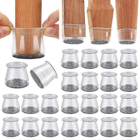 24 stk. silikone stolebensbeskyttere til trægulve bordbensbetræk, skammelbensbeskyttelseshætter, møbelkop med filtpuder silikone møbelben