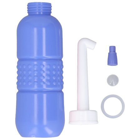 Bärbar Handhållen Bidé Vattenflaska Spruta 650ML Stor Kapacitet Pressa Hygienrengöring för Mellangården Rumpa Blå