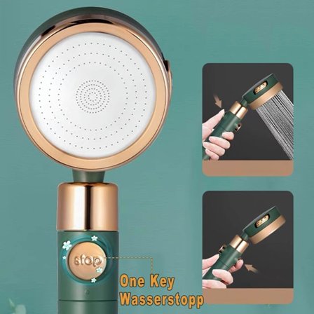 Duschmunstycke, Vattenbesparande Anti-Kalk Duschmunstycke, Högtrycksduschmunstycke, En Knapp Vattenstopp - ABS - (Rökblå)