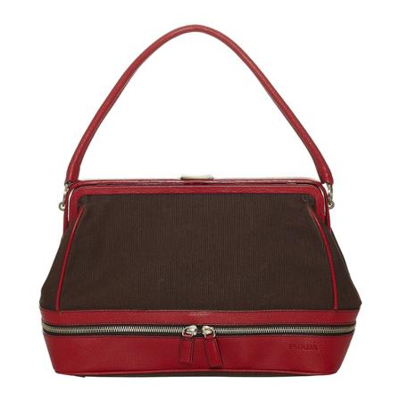 Prada Vintage, Pre-owned Canvas Handbag Bruin, Dames, Maat:ONE Size