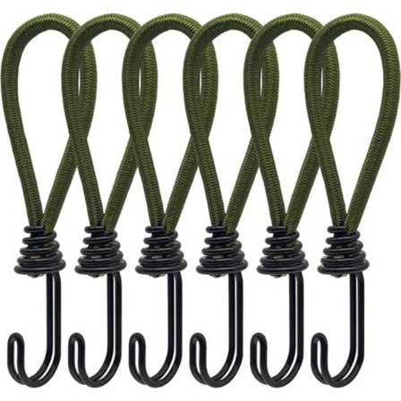 6 st gummiband med spiralformade krokar för tält, presenningar, PVC-banderoller, paviljonger, studsmattor, solsegel