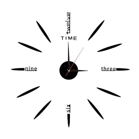 40 cm DIY Väggklocka Spegel Yta SVART SVART