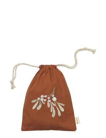 Gift Bag - Mistletoe Embroidery - Cinnamon Home Kids Decor Decoration Accessories-details Brown Fabelab
