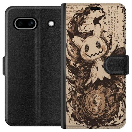 Kompatibelt Plånboksfodral till Google Google Pixel 7a Mimikyu i dramatisk konststil omgiven av mörka virvlar och färgstänk som skapar en mystisk