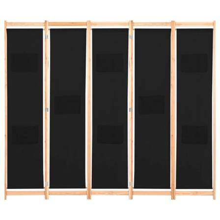 Vidaxl Rumsavdelare 5 Paneler 200x170x4 Cm Svart Tyg Svart