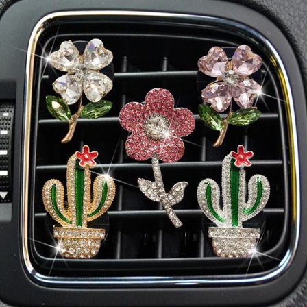 IC 5-pakks bil AC-klemmer (krystallplanter), bil AC-ventilklemmer, bil AC-ventilklemmer med strass