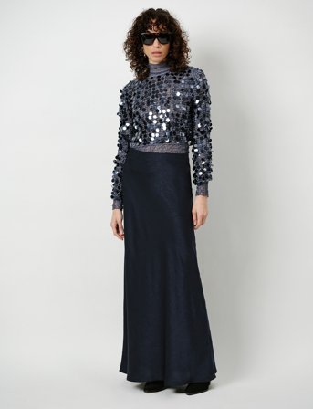 Dante6 Ywa Creased Satin Maxi Skirt - Navy - 38