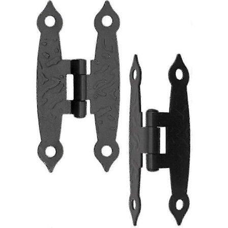 Vejrbidt metalhængsler til skabe skabsdøre kister skuffer retro bondegård (5 stk. - sort)
