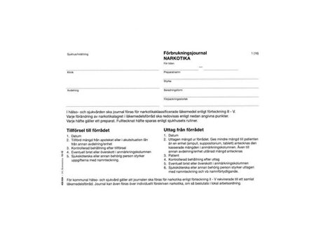 Häfte Narkotikajournal A5 - Lyreco - Sjukvård och omsorg - Diagnos och behandling - Blanketter och journalerer