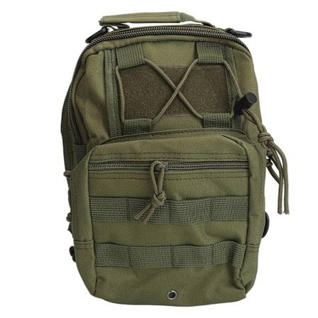 Canvas Sling Bag Flerlagers Förvaring Bröstryggsäck för Cykling Vandring Camping Resor OD Grön