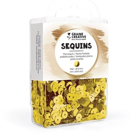 Kartong med platta paljetter i guld - 4000 stycken
