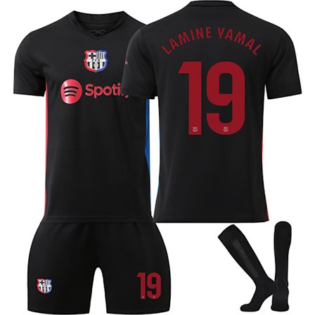2024-2025 Barcelona vieraspaidan lasten jalkapallopaita setti No.19 LAMINE YAMAL pelipaidat vaatteet jalkapalloharjoitteluasu