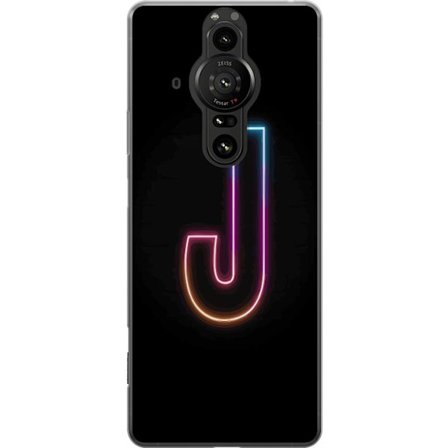Kompatibelt Mobilskal till Sony Sony Xperia Pro-I Minimalistisk neonbokstav J i färgskiftande ljus mot svart bakgrund
