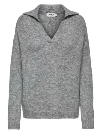 Onlmaggie Life Ls Split Neck Cc Knt Grey ONLY