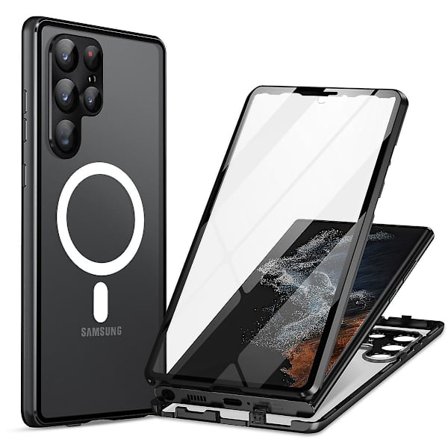 Metall Magsafe case kompatibelt med Samsung Galaxy S23 Ultra, case med kameraskydd