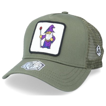 Critiql Hit - Grønn trucker Caps - Purple Wizard Patch Olive Trucker @ Hatstore