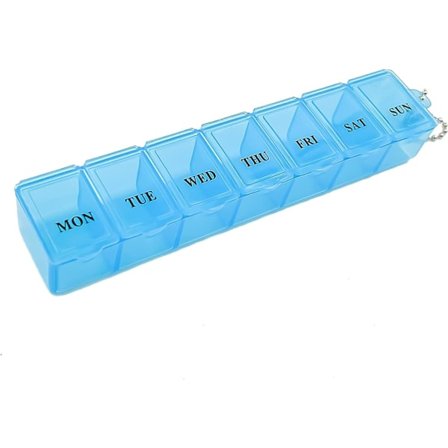 Pilleæske-arrangør, 7-dages 1 gang om dagen medicinopbevaringskasse, ugentlig tabletpillebeholder til vitaminer, kosttilskud