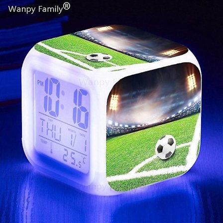 Fotbollsmatch Fotboll Väckarklocka Barnrum Dekorera docka 7 färg Glödande små nattlampor Skrivbordsklockor Presenter till barn