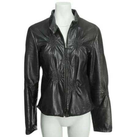 Armani Pre-owned Pre-owned Leather outerwear , Zwart , Dames , Maat: L Vintage Jassen