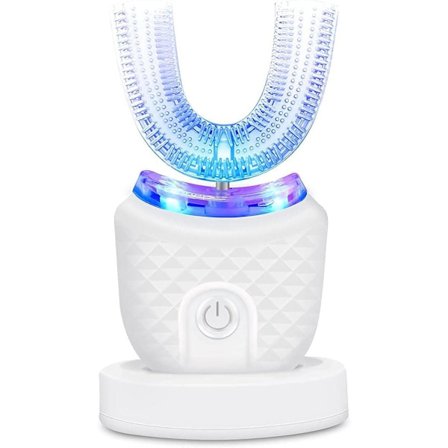 360° U-formet elektrisk tannbørste - 3 rengjøringsmoduser, IPX7 vanntett, automatisk ultralyd tannrenser