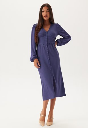 BUBBLEROOM Structure Button Midi Dress Tøj