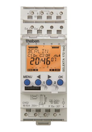 Theben 1724100 Koblingsur astronomisk, vekslende kontakt 2 kanaler, Elfordeling & strømforsyning