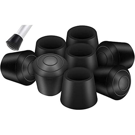 Stille Stoltrekk 20-pakning Svart 16 mm Gummibeskyttere for Harde Tregulv Kompatible med Runde Bord og Stoler