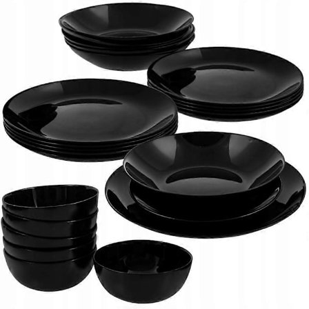 Middagsservise Diwal Luminarc 24 deler Svarte Tallerkener