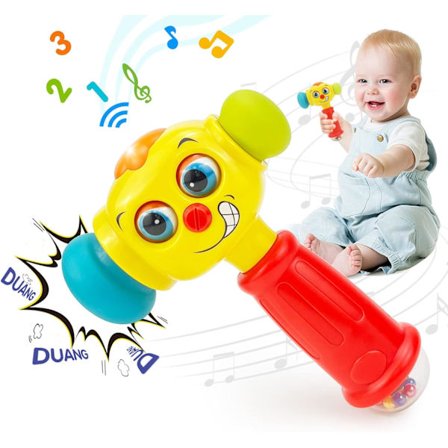 Legetøj til 1-årig dreng fødselsdagsgave - Hammer Baby Legetøj 12-18 måneder, Musikalsk 1-årig legetøj med lysblink, Legetøj til 1+ år gammel dreng 