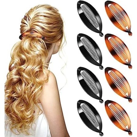 8 stk. bananfisk hårklemmer til sport, dagligliv og arbejde