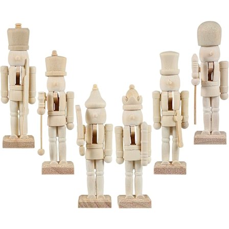 6 kpl DIY puinen jouluinen pähkinänsärkijä 12 cm puinen nukke lapsille