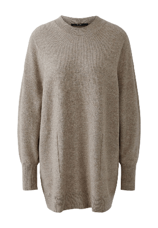 Oui Stickad tröja Tröjor Dam Brun 44