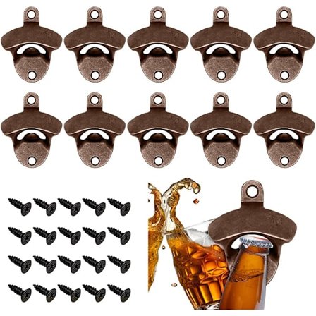 Vintage vægmonteret flaskeåbner, 10 stk. vægmonteret ølflaske