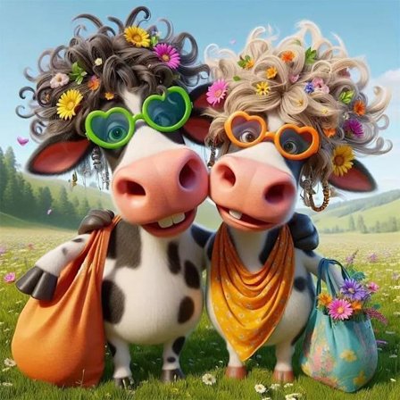 Ku Diamantmaling - 5D Full Drill DIY Smykkekunst for Hjemmeinnredning 35x35 cm