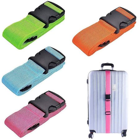 4 stk. justerbare kuffertstropper bagagestropper krydsstropper rejsetilbehør med navneskilt til 20"-32" bagagekufferter sikkerhed rød pink grøn