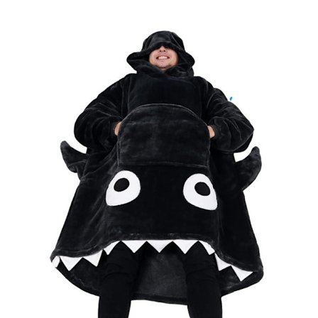 Haj Hoodie-filt för Vuxna, Haj Bärbar Filt Tröja