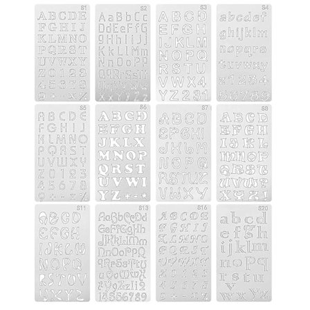 12 stk. Alfabet Stencils Genanvendelige Bogstav Malerskabeloner Plast DIY Tegning Spray Skabelon