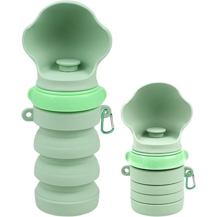 Hundevandflaske, Hundevandflaske til Turen, Sammenklappelig Hundevandflaske, Klemme-flaske til Rejser, Fødevaregodkendt Silikone, Hvalpeudstyr, 