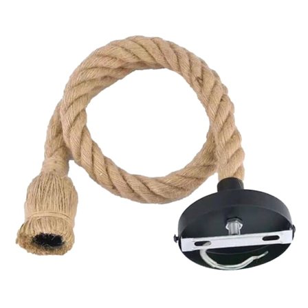 Hængende Lampe i Hamptov, Retro Industrielt Design, Loftlampe, Jutetov til Tøjbutik, Café, Bar, Restaurant, Enkelt Hoved, 1m