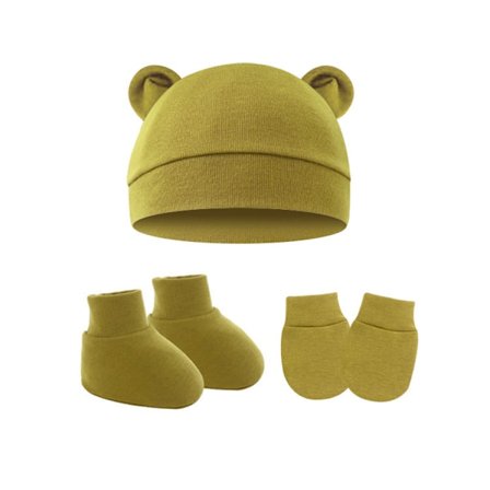3 kpl/erä vastasyntyneen vauvan puuvillapipoja ja -käsineitä, söpö karhu, puuvillaa, syksy, rento, joustava, lämmin vauvan pipo, käsineet, muoti