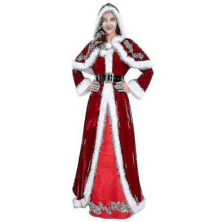 4 stk-sett Steamcoat Hette Cape Julekostymer For Kvinner, Dame Nissekostyme Fru Claus Julekostyme Nissekjole Med Hood_o