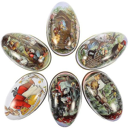 6 stk. Påske Tinplate Opbevaringskasse Påske Slik Holder Påske Slikæske Dekoration