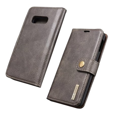 DG.MING Samsung Galaxy S10e 2-in-1 haljasnahkainen suojakotelo - Harmaa
